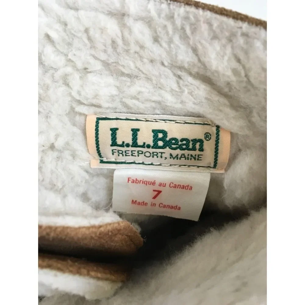 Vintage LL BEAN Sherpa Lined Womens Sz 7 Made In Canada Leather Suede Boots